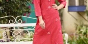 Ladies Cotton Embroidered Kurti Palazzo Set