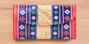 Handblock Genuine Shantiniketani Leather Clutch Bag