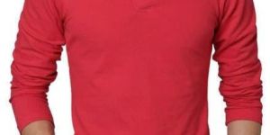 Mens Plain Full Sleeve Collar T Shirt
