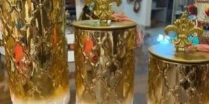 3 Piece Golden Glass Jar Set
