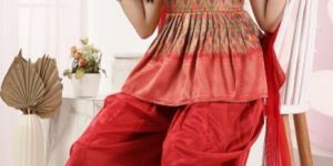 Girls Designer Silk Jacquard Fabric Dhoti Kurta Set