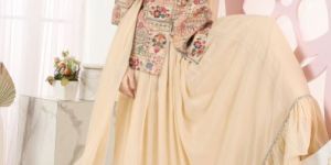 Girls Fawn Color Embroidered Lehenga