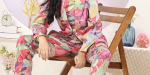 Girls Multicolor Modal Satin Fabric Co-Ord Set