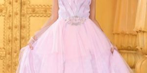 Girls Pink Nylon Fabric Gown