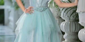 Girls Pista Color Nylon Fabric Gown