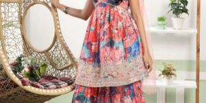 Girls Polyester Digital Print Alia Cut Suit