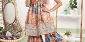 Girls Polyester Digital Printed Alia Cut Suit