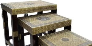 Meenakari Carving Wooden Table Set