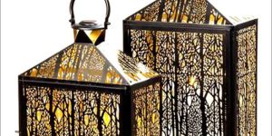 Black & Golden Iron Candle Lantern