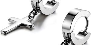 Mens Silver Dangle Earrings