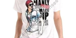 Cotton Round Neck Mens Printed T-Shirt