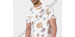 Mens Half Sleeve Round Neck Printed T-Shirt