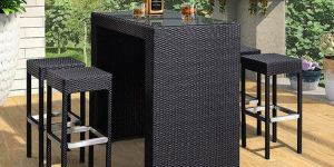 Wicker Bar Table Set