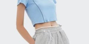 Light Blue Ladies Cotton Crop Top