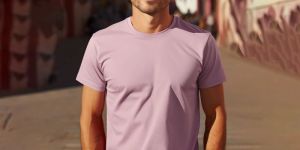 Mens Solid Round Neck Cotton Blend Pink T Shirt