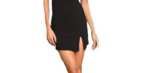 Two Black Asymmetrical Bodycon Mini Dress
