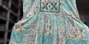 Ladies Skyblue Printed Short Kurti