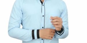 Mens Light Blue Stylish Cotton Shirts