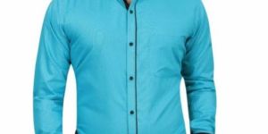 Mens Skyblue Stylish Cotton Shirts