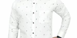 Mens White Printed Stylish Cotton Shirts