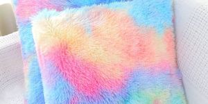 Square Rainbow Fur Pillow