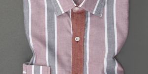 Mens Striped Taupe Full Sleeve Shirt