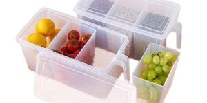 Plastic Fridge Square Handle Food Storage Organizer Boxes