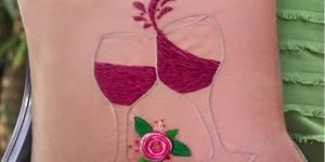 Hand Embroidered Pink Cushion Cover