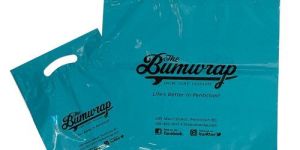 Teal Blue Printed Plastic Bag