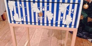 Bone Inlay Bedside Table