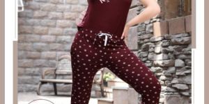 Ladies Printed Hosiery Night Suit