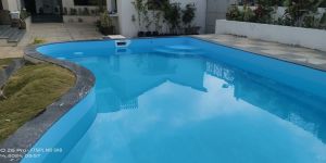 Swimming Pool Construction with Blue Liner.