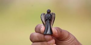 Jet Dark Smoky Healing Crystal Angel Statue