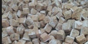 4x4 Inch Yellow Machine Cut Granite Cobblestone