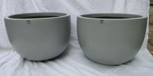 Grey Round Fiberglass Planter
