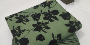 Green Casual Wear Printed Cotton Dress Material