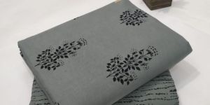 Ladies Grey Printed Cotton Dress Material