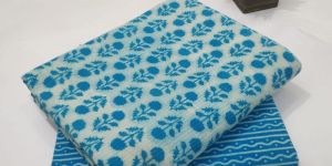 Ladies Sky Blue Printed Cotton Dress Material