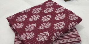 Maroon Printed Cotton Lurex Dress Material