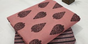Pink Pure Cotton Hand Block Printed Dress Material
