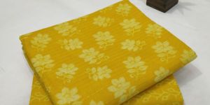 Yellow Cotton Lurex Unstitched Dress Material