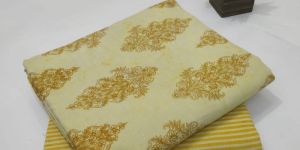 Yellow Lurex Cotton Fabric Dress Material