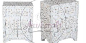 Floral Design 1 Drawer 2 Door Bedside Table