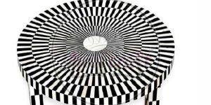 Geometric Design Resin Round Stool