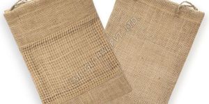 LMC Jute Bag with Drawstring Natural Jute Net Window