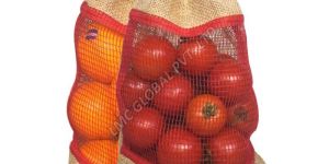 LMC Jute Bag with Drawstring Red Mesh Net Window