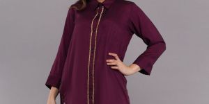Ladies Designer Wine Color Kurti Set