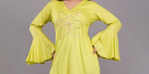 Ladies Embroidered Lemon Color Peplum Top