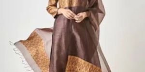 Ladies Brown Silk Salwar Suit with Dupatta
