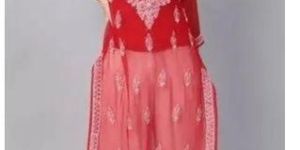 Ladies Red Embroidered Georgette Kurti